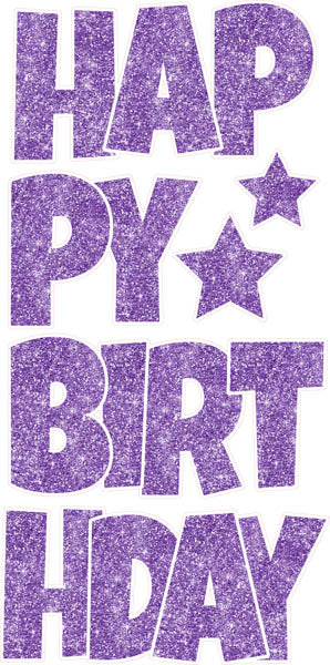 Happy Birthday 6 pc Ez Set Bright Glitter Purple 2