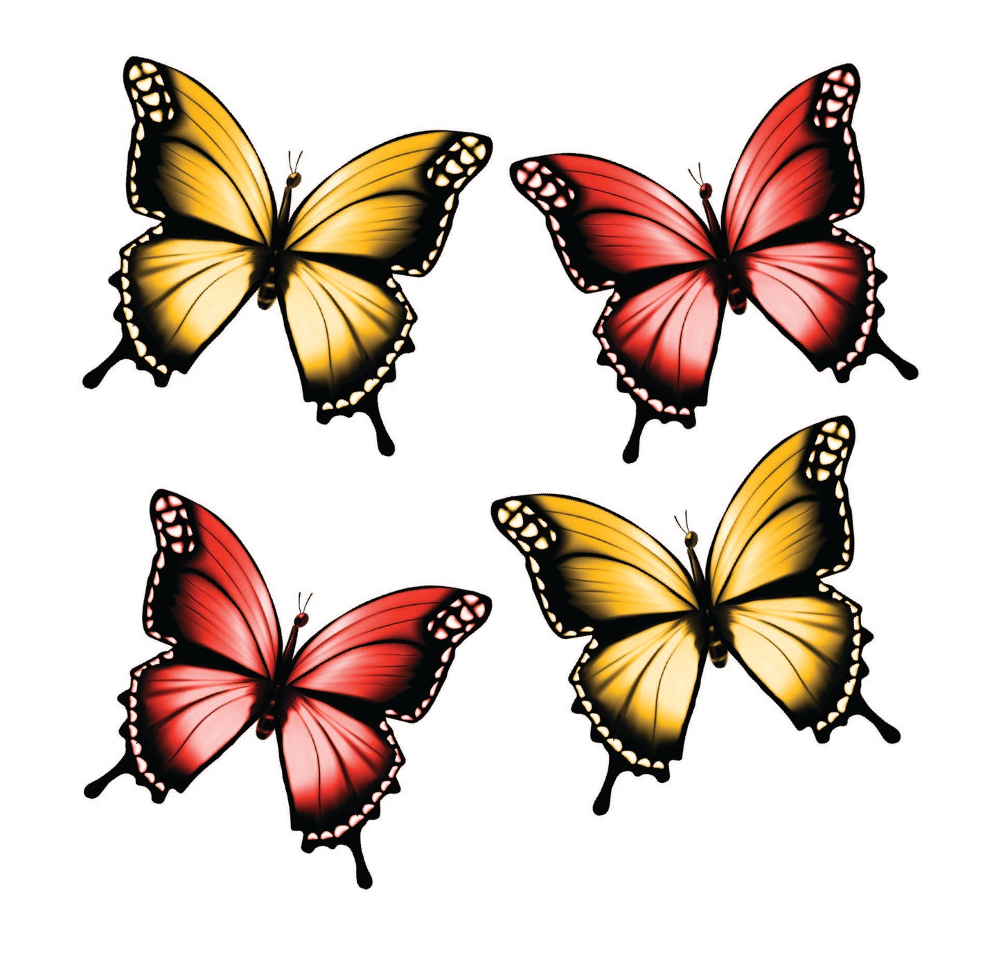 Butterflies Red and Yellow Half Sheet Misc. (Must Purchase 2 Half sheets - You Can Mix & Match)