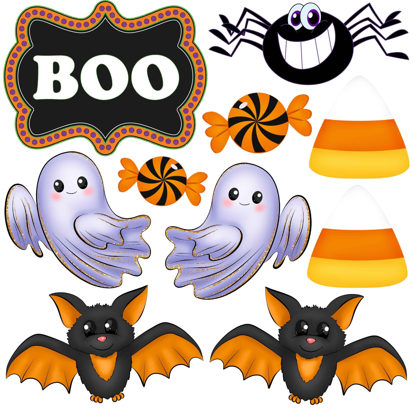 Halloween Set 7 Half Sheet Misc. (Must Purchase 2 Half sheets - You Can Mix & Match)