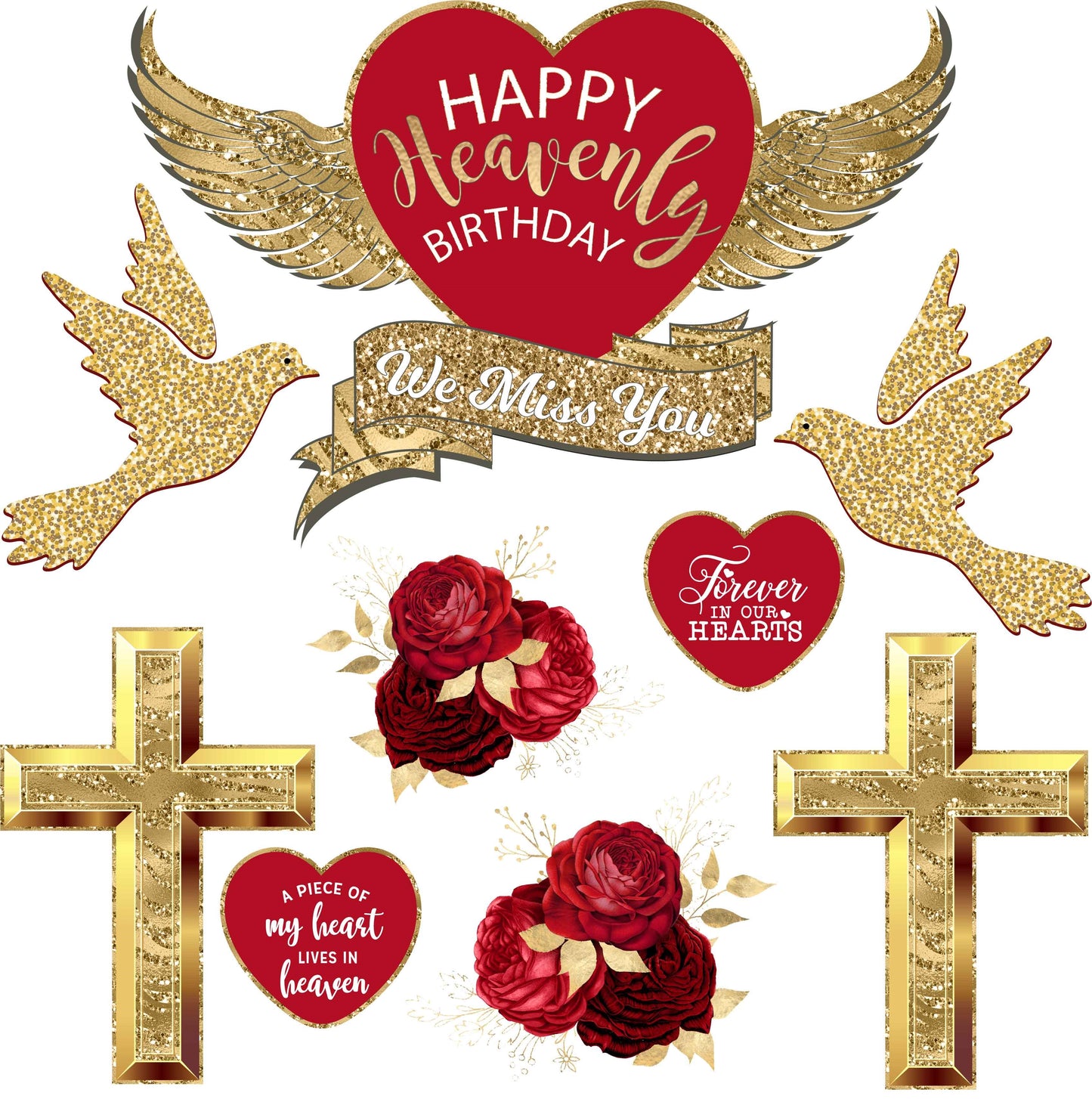 Happy Heavenly Birthday Theme Half Sheet Misc. (Must Purchase 2 Half sheets - You Can Mix & Match)