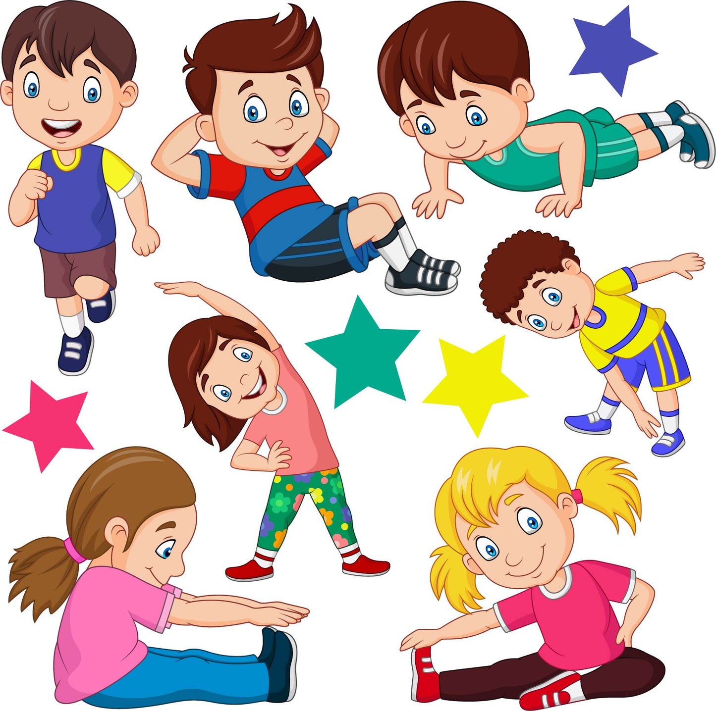 School - Back to School - Kids and Children Exercising -  Half Sheet Misc. (Must Purchase 2 Half sheets - You Can Mix & Match)