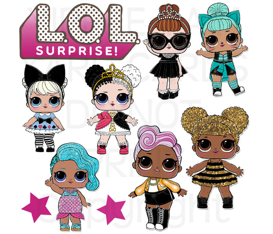 LOL Dolls Half Sheet Misc. (Must Purchase 2 Half sheets - You Can Mix & Match)