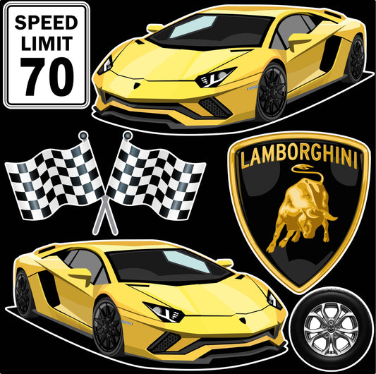 Lamborghini Cars Half Sheet Misc. (Must Purchase 2 Half sheets - You Can Mix & Match)