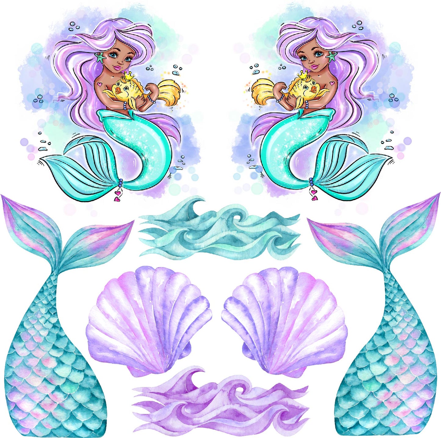 Mermaids 5 Half Sheet Misc. (Must Purchase 2 Half sheets - You Can Mix & Match)