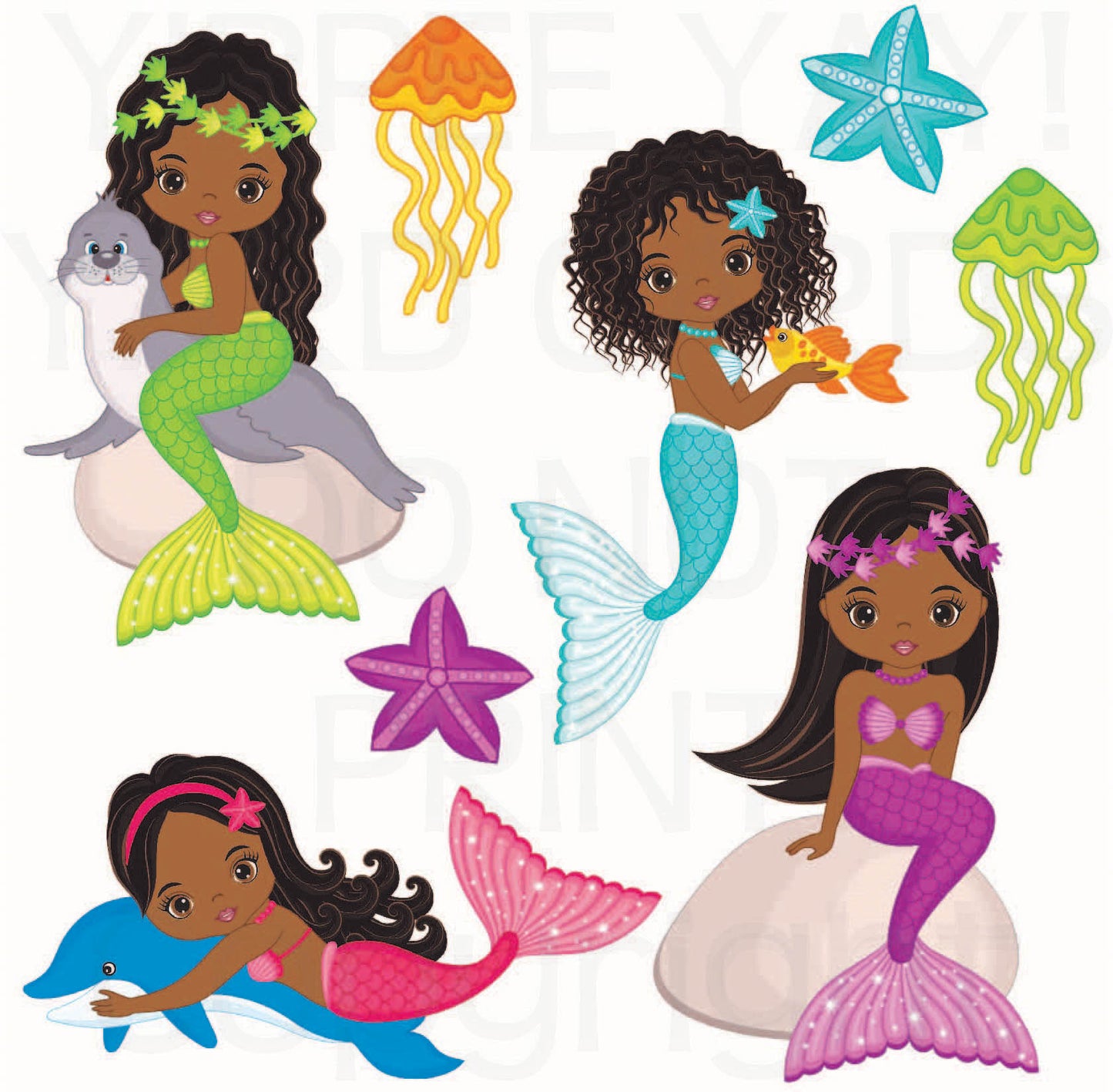 Mermaids 1 Half Sheet Misc. (Must Purchase 2 Half sheets - You Can Mix & Match)