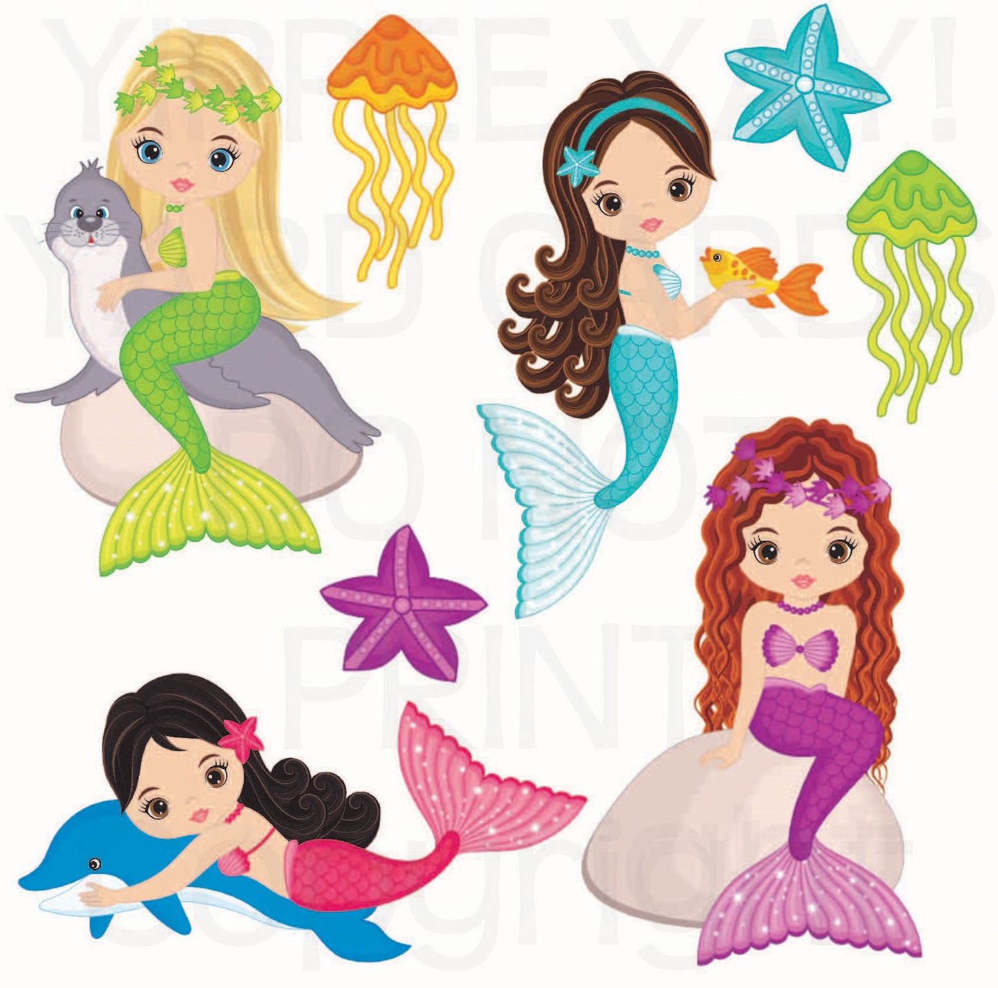 Mermaids 2 Half Sheet Misc. (Must Purchase 2 Half sheets - You Can Mix & Match)