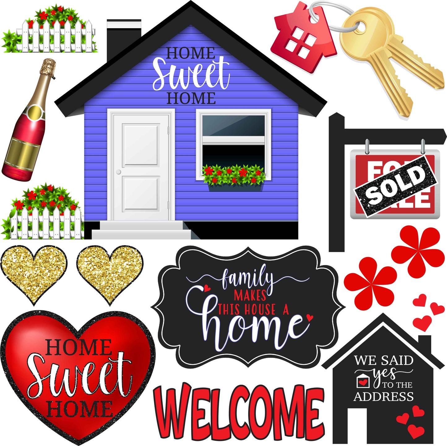 New Home House Half Sheet Misc. (Must Purchase 2 Half sheets - You Can Mix & Match)