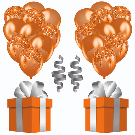 Orange and Silver Balloons Half Sheet  (Must Purchase 2 Half sheets - You Can Mix & Match)