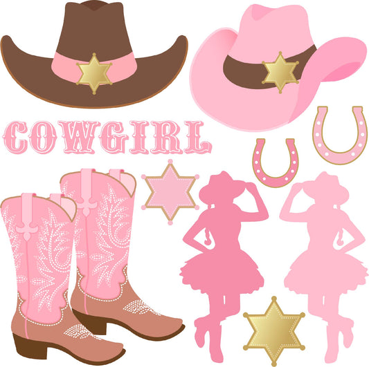 Cowgirl Pink Theme Half Sheet Misc. (Must Purchase 2 Half sheets - You Can Mix & Match)