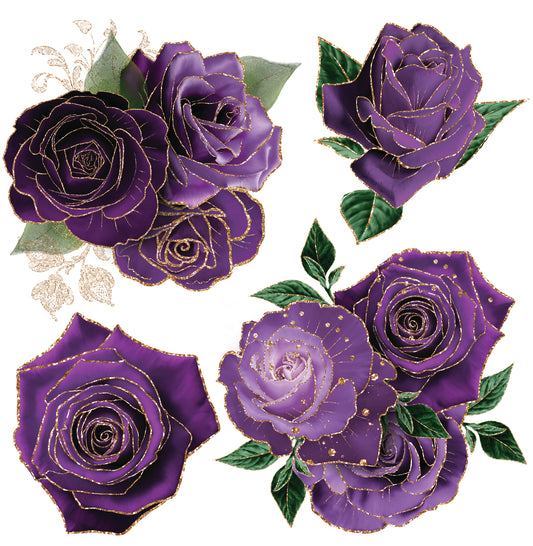 Purple and Gold Roses - Flowers Half Sheet Misc. (Must Purchase 2 Half sheets - You Can Mix & Match)