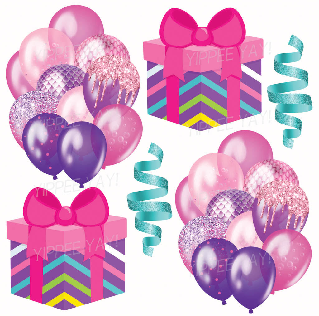 Purple and Pink Balloons 1 Half Sheet  (Must Purchase 2 Half sheets - You Can Mix & Match)