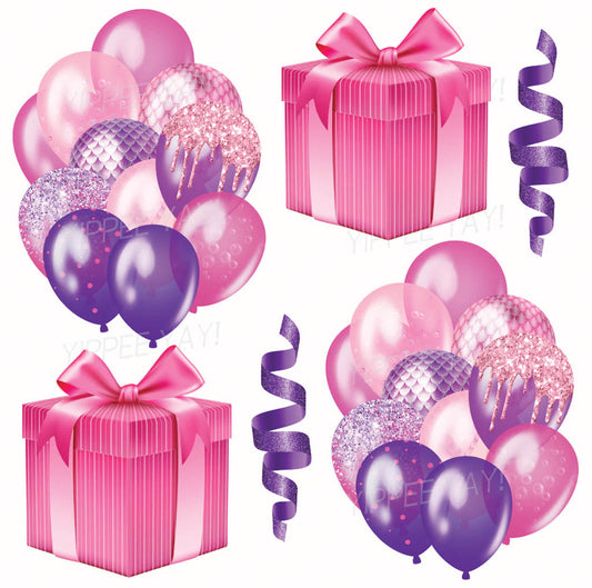 Purple and Pink Balloons 2 Half Sheet  (Must Purchase 2 Half sheets - You Can Mix & Match)