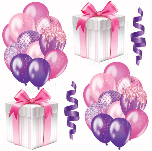Purple and Pink Balloons 3 Half Sheet  (Must Purchase 2 Half sheets - You Can Mix & Match)