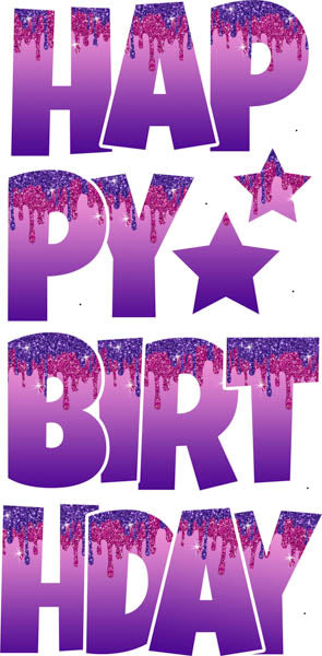 Happy Birthday 6 pc Ez Set DRIP Purple and Pink
