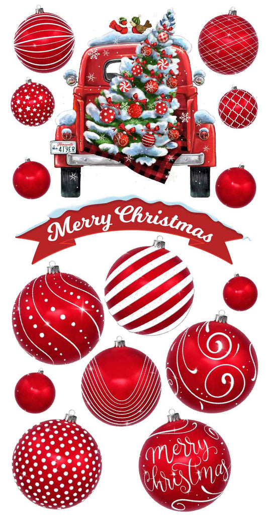 Christmas Red Truck and Ornaments