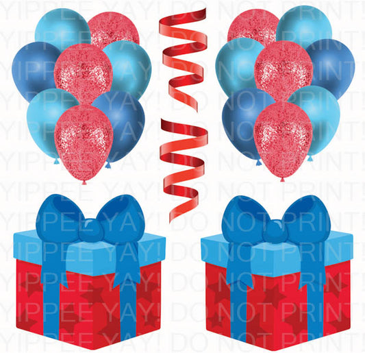 Red and Blue Balloons 2 Half Sheet (Must Purchase 2 Half sheets - You Can Mix & Match)