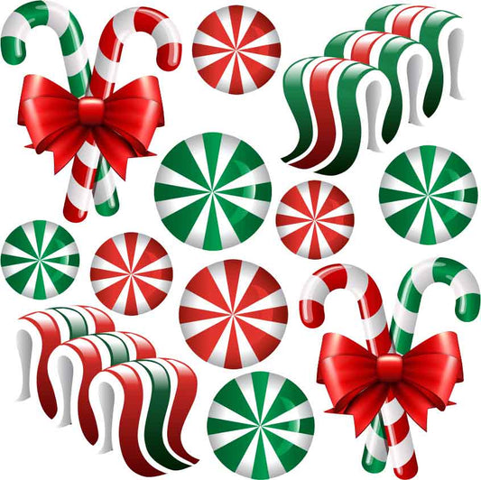 Red and Green Peppermint Candy and Candy Canes Half Sheet  (Must Purchase 2 Half sheets - You Can Mix & Match)