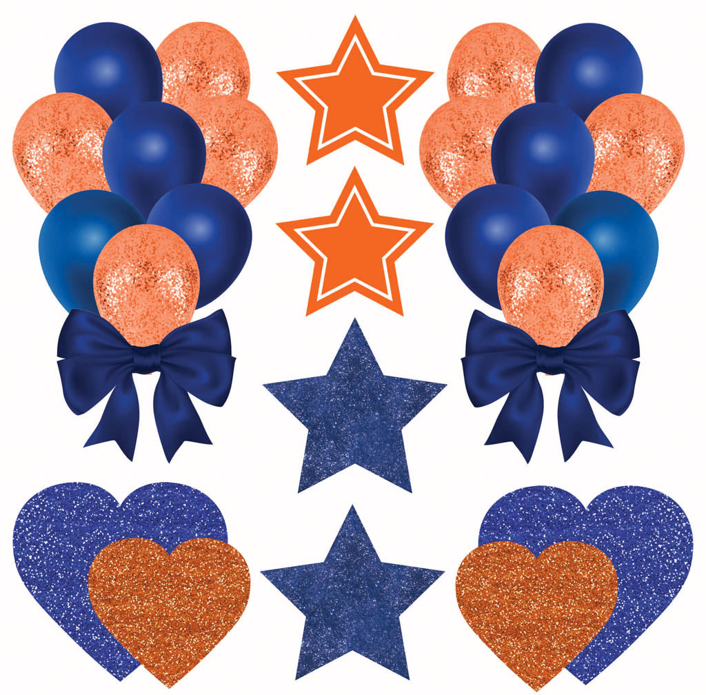 Royal and Orange Balloons 2 Half Sheet  (Must Purchase 2 Half sheets - You Can Mix & Match)