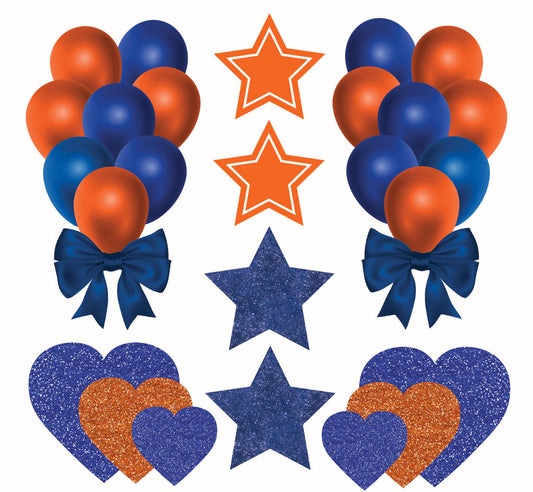 Royal Blue and Orange Balloons 1  Half Sheet  (Must Purchase 2 Half sheets - You Can Mix & Match)