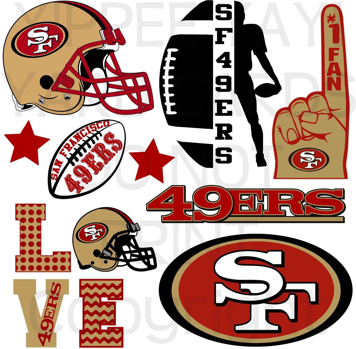 San Francisco 49ers Half Sheet Misc. (Must Purchase 2 Half sheets - You Can Mix & Match)