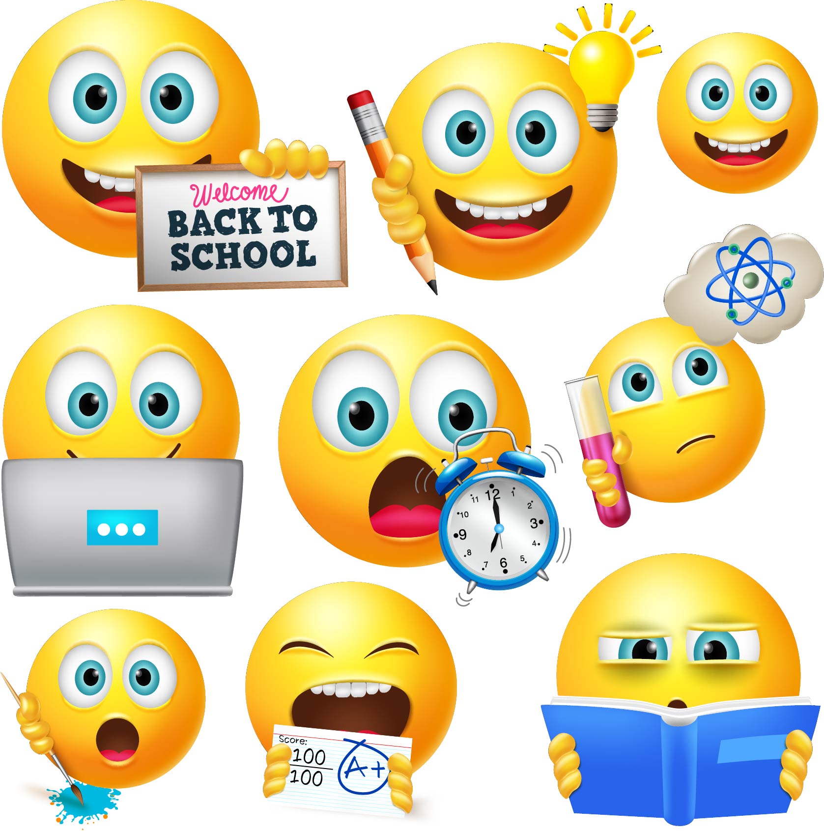 School - Back to School - School Emoji Faces - Half Sheet Misc. (Must ...