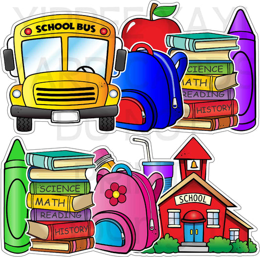 School Panels Set 1 - Half Sheet  (Must Purchase 2 Half sheets - You Can Mix & Match)