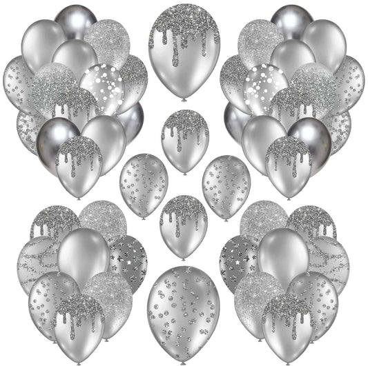 Silver Balloons Set 2 Half Sheet  (Must Purchase 2 Half sheets - You Can Mix & Match)