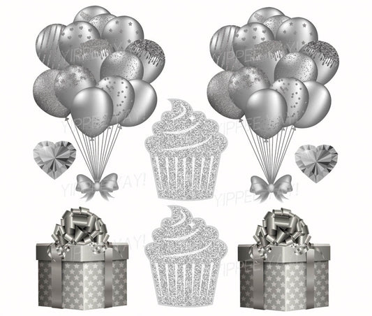 Silver Balloons 1 Half Sheet  (Must Purchase 2 Half sheets - You Can Mix & Match)3