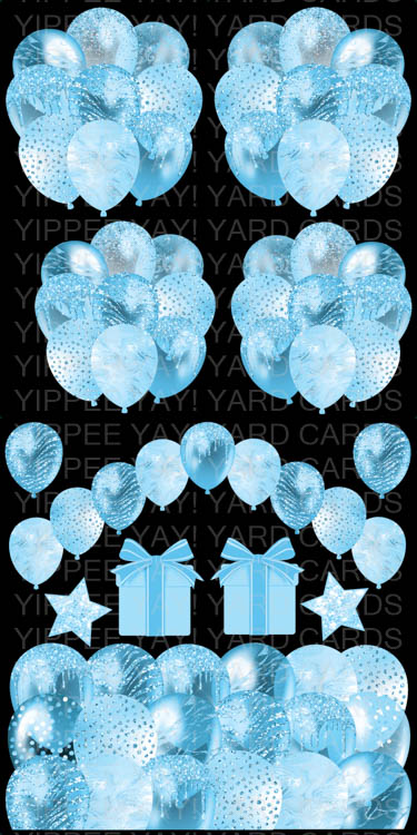 Solid Color Balloon Sheets - Light Blue - 4 Balloon Bunches, Balloon Arch, Balloon Skirt, 2 Presents, & 2 Stars