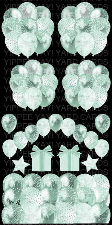 Solid Color Balloon Sheets - Mint Green - 4 Balloon Bunches, Balloon Arch, Balloon Skirt, 2 Presents, & 2 Stars