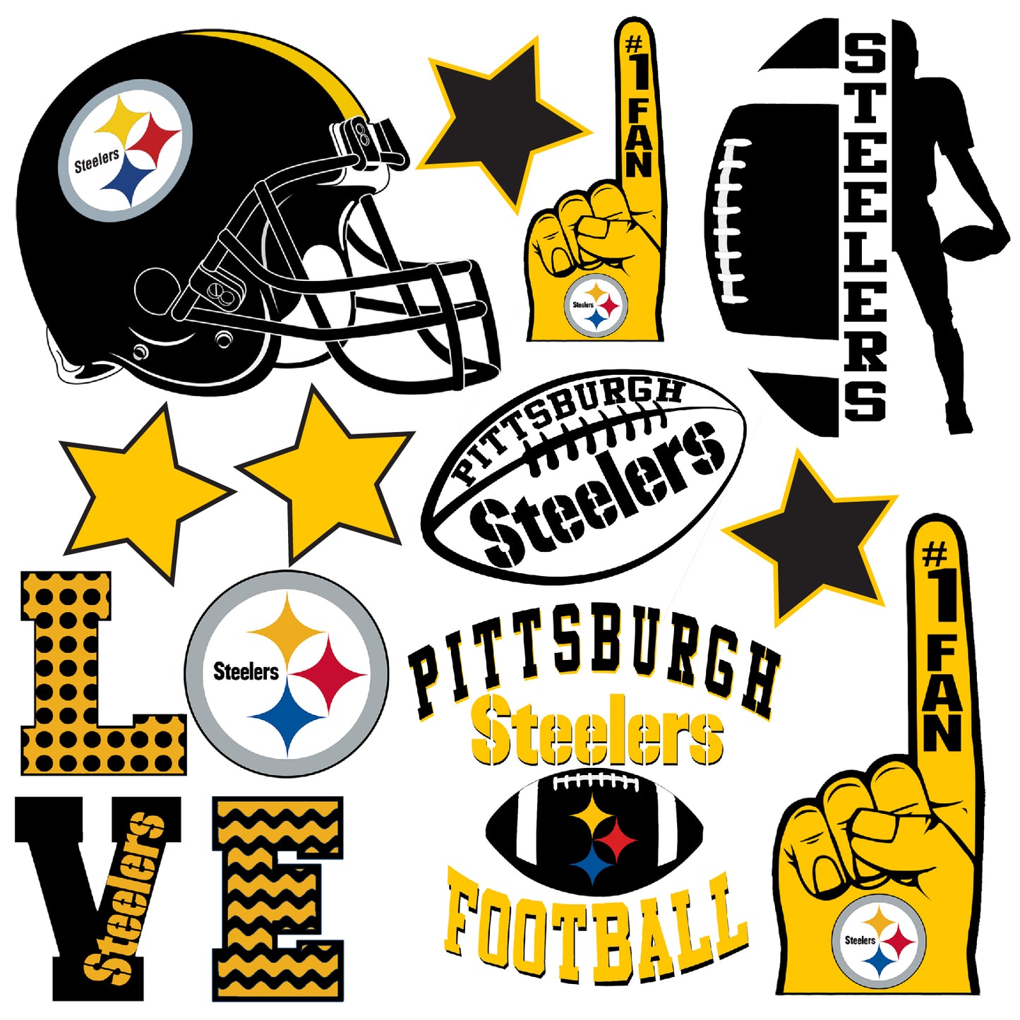 Pittsburg Steelers Football Half Sheet Misc. (Must Purchase 2 Half sheets - You Can Mix & Match)