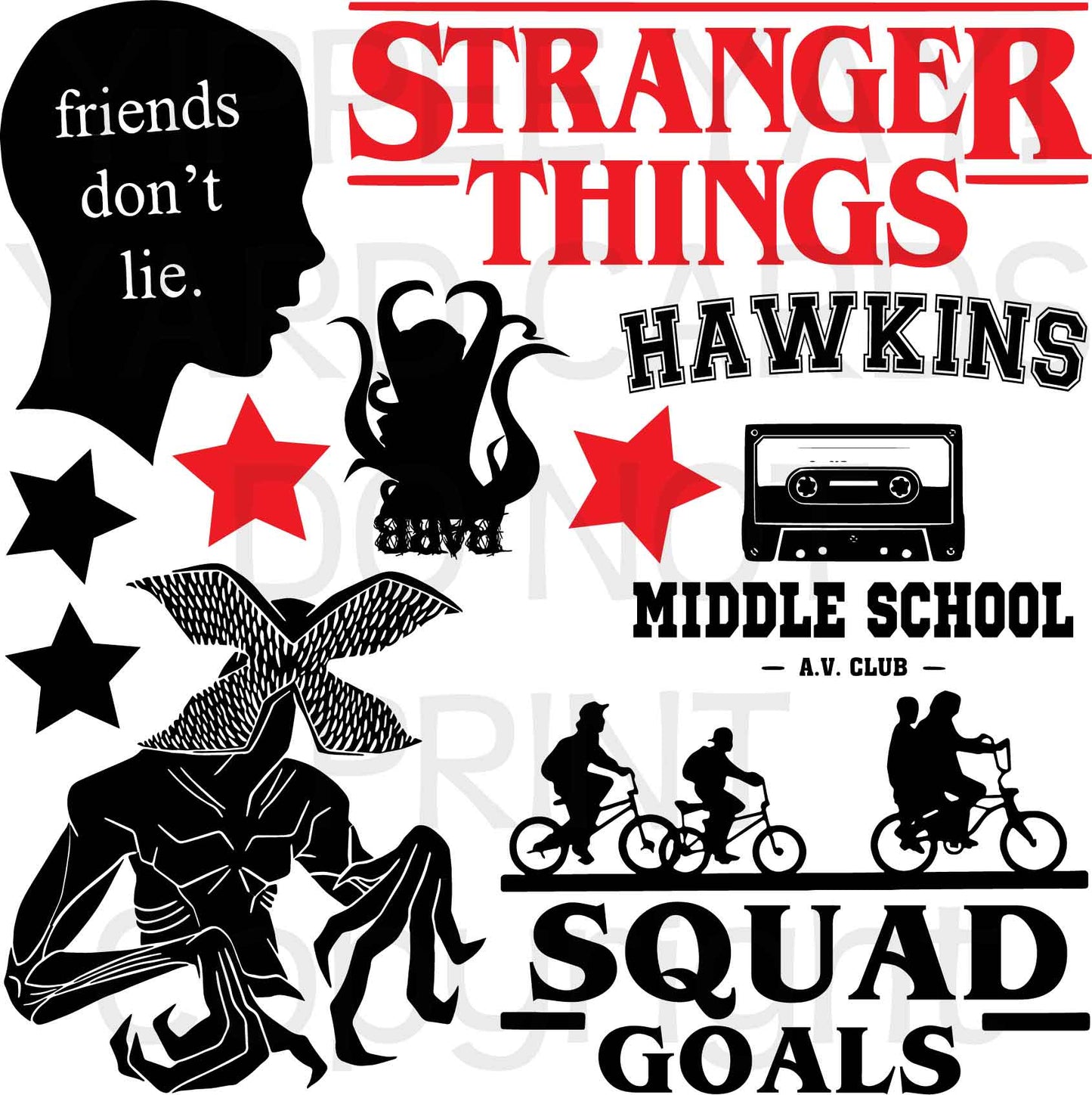 Stranger Things Half Sheet Misc. (Must Purchase 2 Half sheets - You Can Mix & Match)