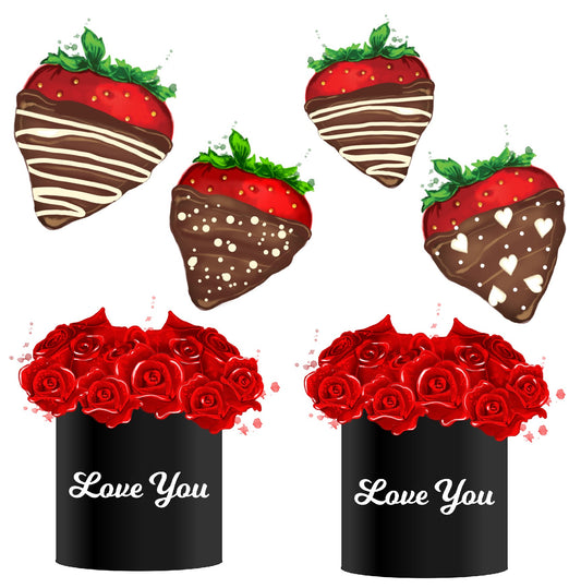 Chocolate Strawberries and Roses Half Sheet Misc. (Must Purchase 2 Half sheets - You Can Mix & Match)