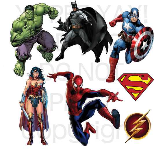 Superheros Half Sheet Misc. (Must Purchase 2 Half sheets - You Can Mix & Match)