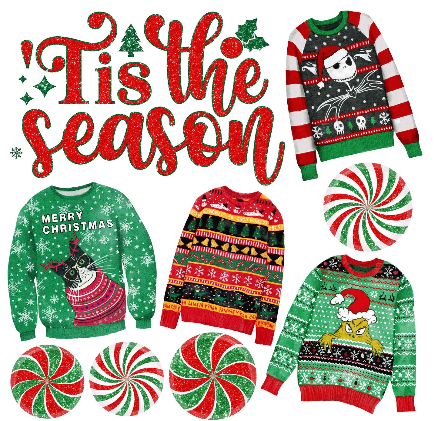 Tis the Season Ugly Sweaters Half Sheet