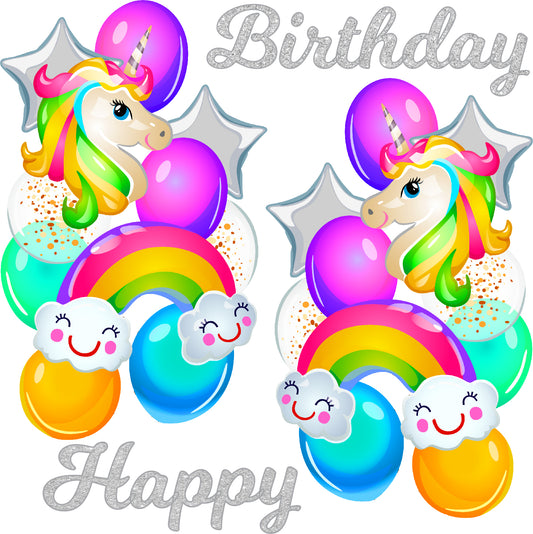 Unicorn Balloons Half Sheet Misc. (Must Purchase 2 Half sheets - You Can Mix & Match)
