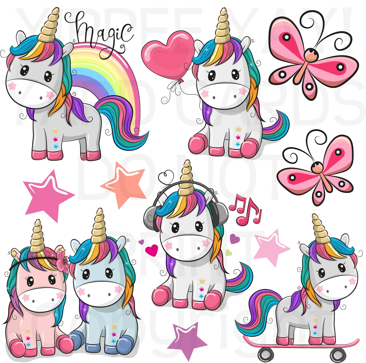 Unicorns 3 Half Sheet Misc. (Must Purchase 2 Half sheets - You Can Mix & Match)