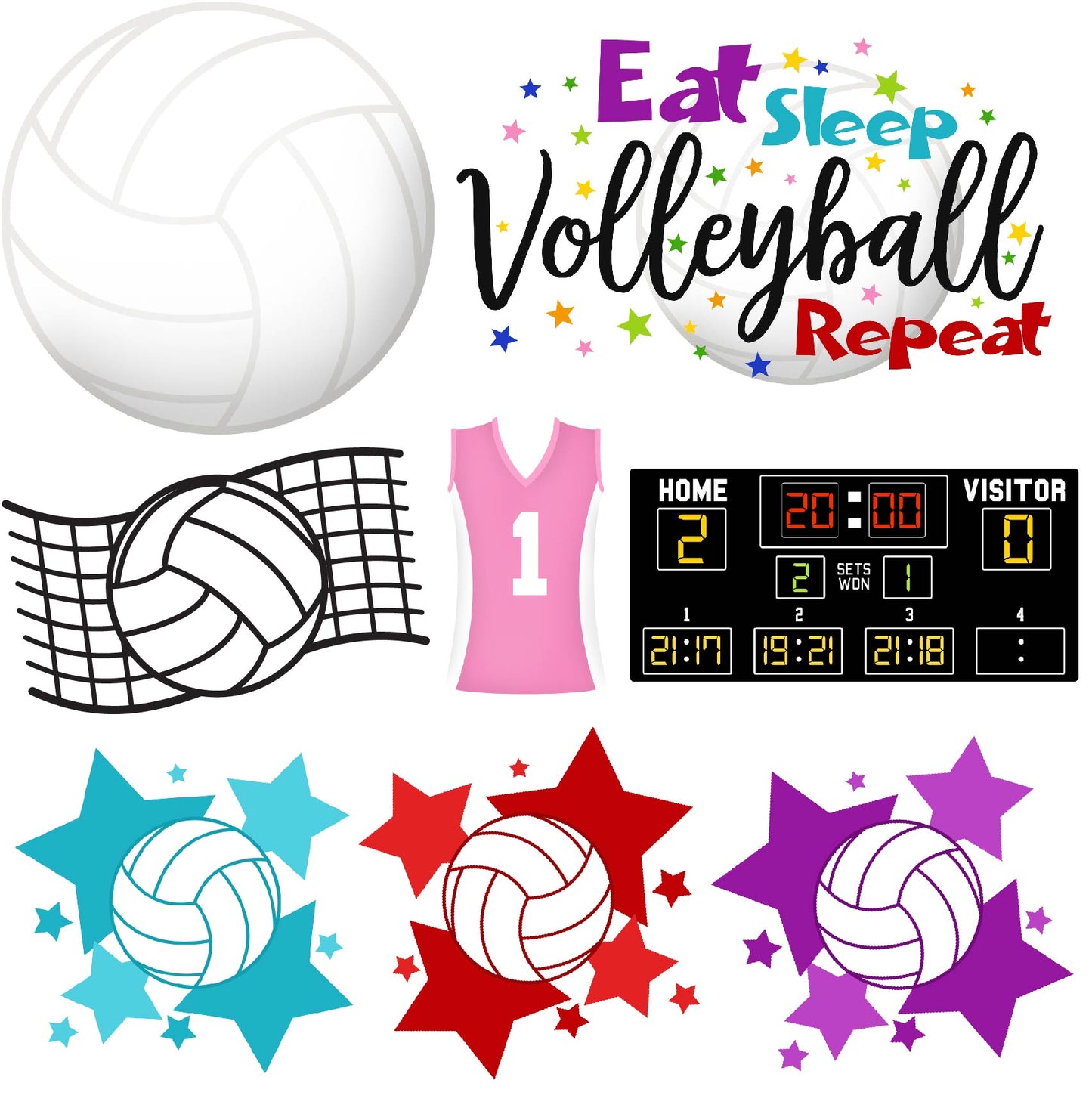 Volleyball Set 2  - Half Sheet Misc. (Must Purchase 2 Half sheets - You Can Mix & Match)
