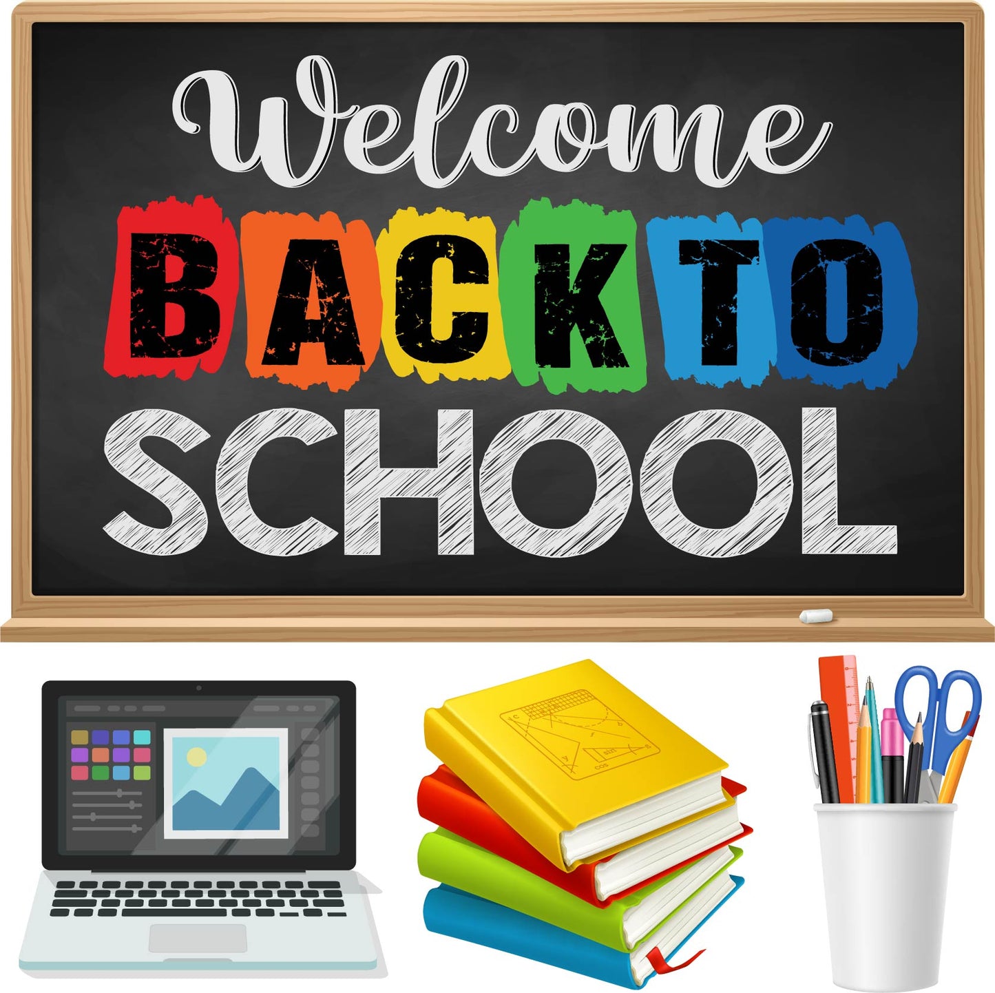 School - Back to School - Welcome Back Chalk Board - Half Sheet Misc. (Must Purchase 2 Half sheets - You Can Mix & Match)