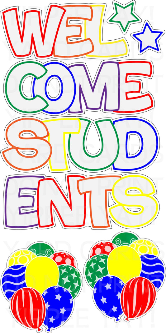 Welcome Students Set 5 - Back to School - Balloons - Full Sheet