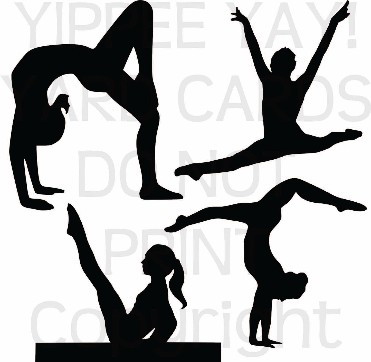 Gymnastics Silhouettes - Half Sheet Misc. (Must Purchase 2 Half sheets - You Can Mix & Match)